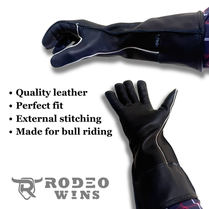 Rodeo Wins glove for Bull Riding / out-seam stitching