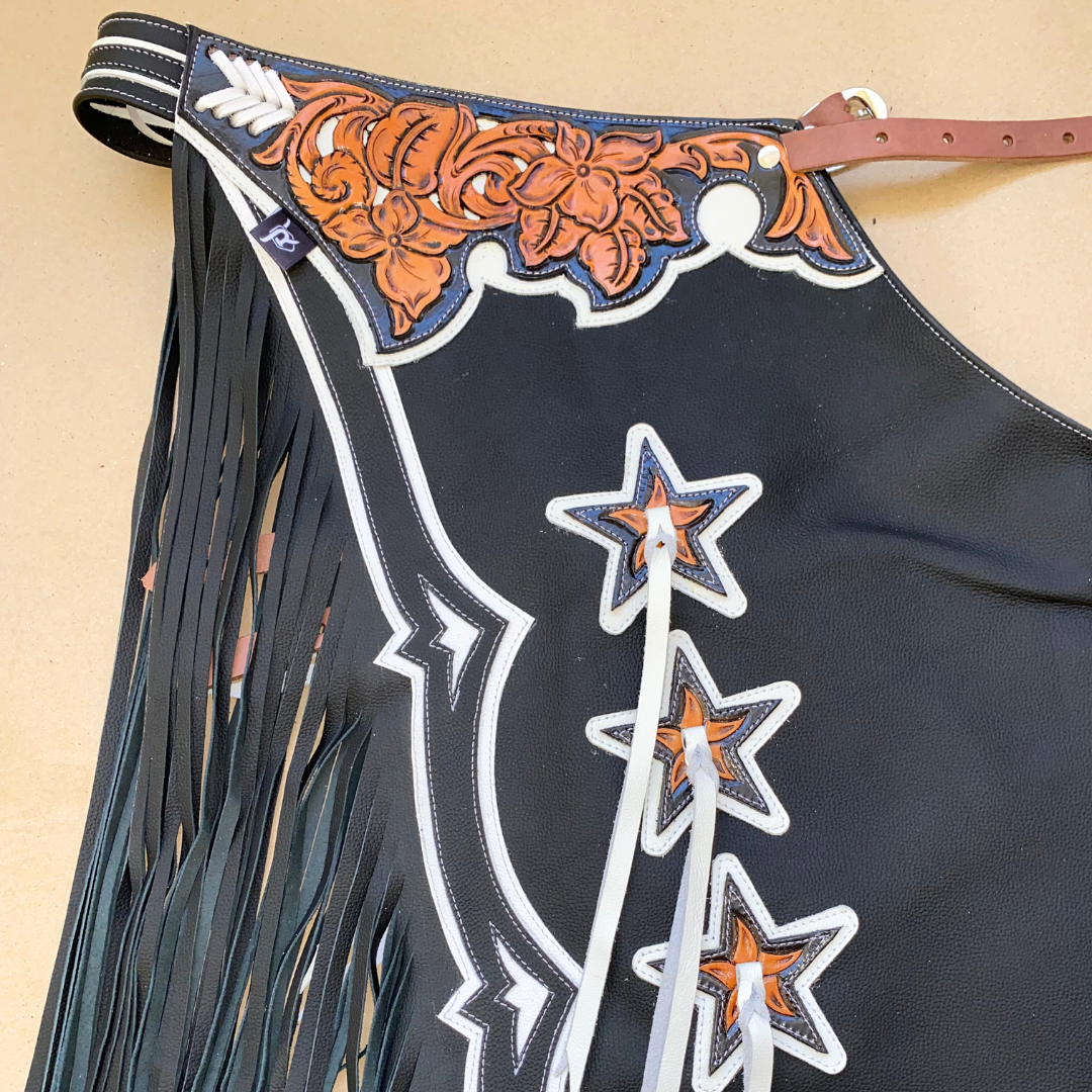 Bull Riding Chaps Cross CHAPS BULL RIDING RW024 - BLACK/WHITE – Rodeo Wins
