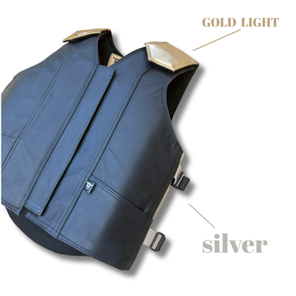 IN STOCK - MEDIUM BULL RIDING VEST / BLACK/GOLD/SILVER