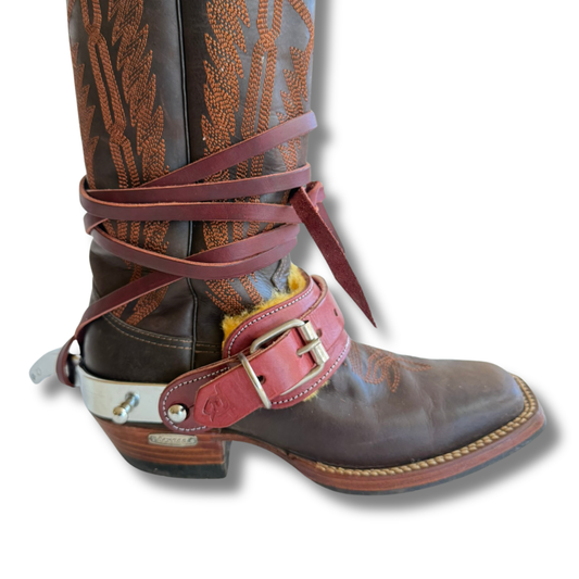 Rodeo Wins traditional Spur Straps Set for Bull Riding & Saddle Bronc – Oiled Leather. - Rodeo Wins 