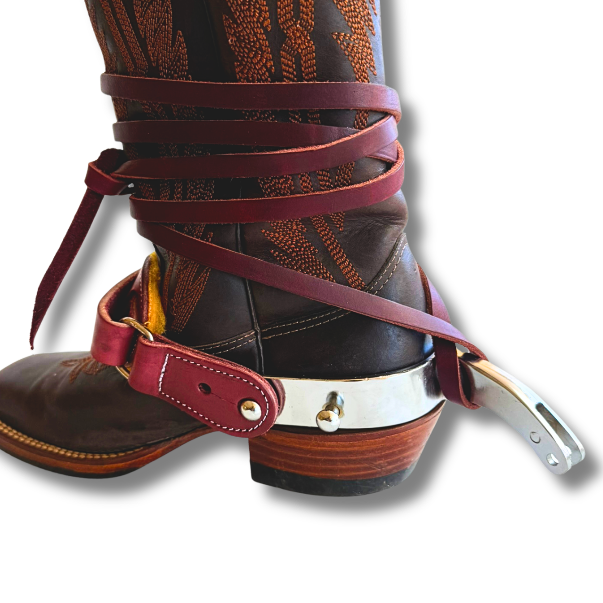 Rodeo Wins traditional Spur Straps Set for Bull Riding & Saddle Bronc – Oiled Leather. - Rodeo Wins 