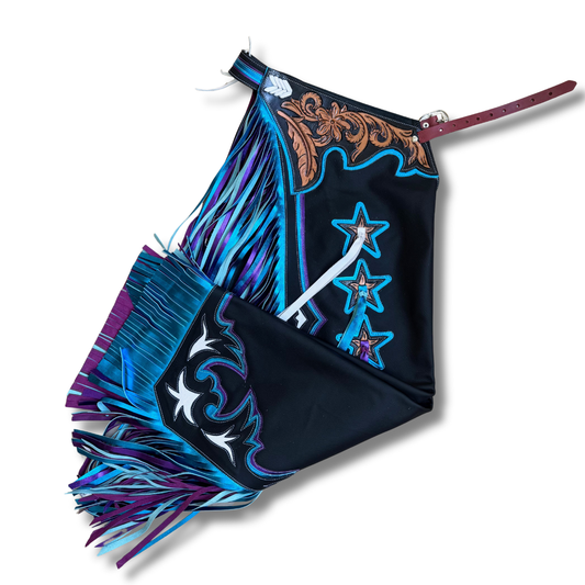RODEO WINS CHAPS  -RW0126 - BLACK / BLUE / PURPLE