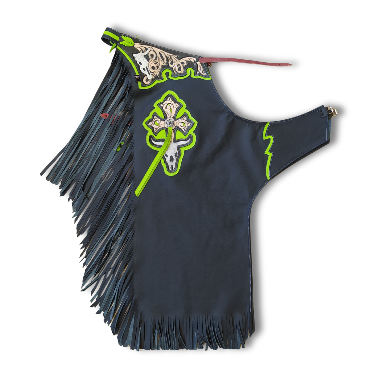 CHAPS BLACK STYLE - BLACK/GREEN RW007 - BULL RIDING