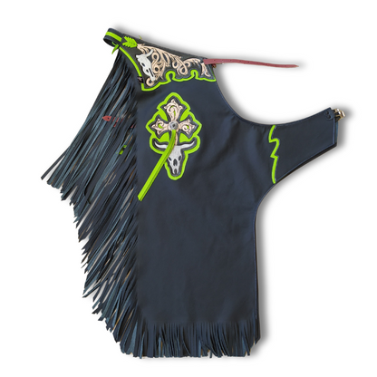 CHAPS BLACK STYLE - BLACK/GREEN RW007 - BULL RIDING