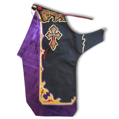 RODEO WINS CHAPS - RW25A - BLACK/PURPLE/GOLD