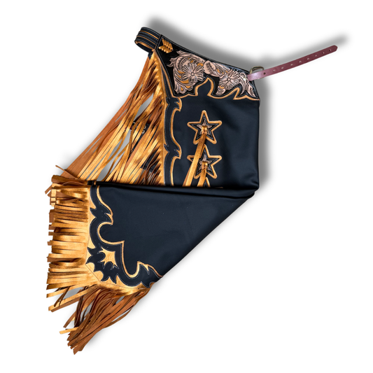 RODEO CHAPS RW28 BLACK/ORANGE - Rodeo Wins 