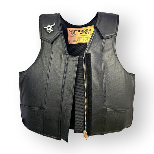 ADULT VEST RODEO WINS - BLACK LEATHER