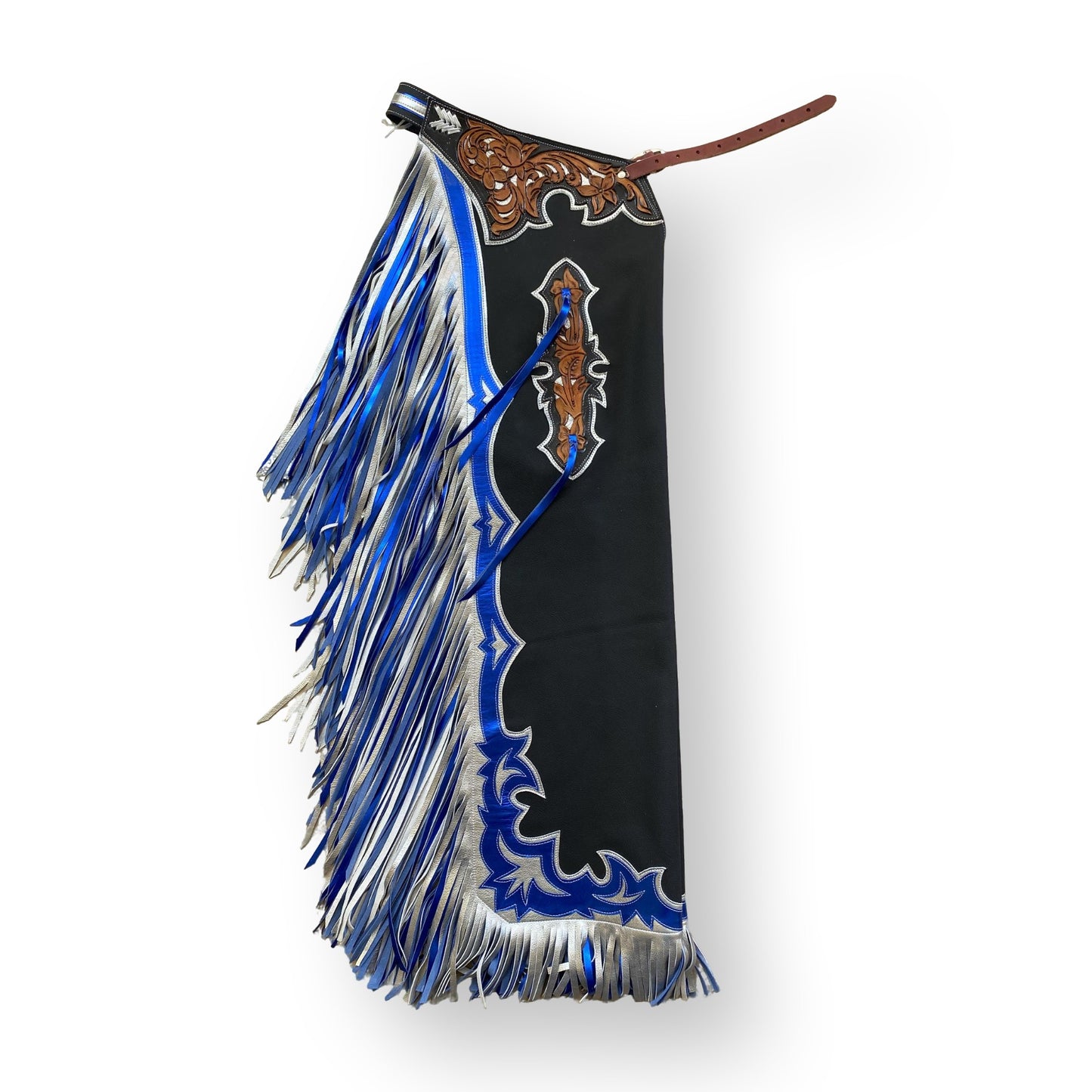 RODEO WINS CHAPS - BLACK/BLUE/SILVER