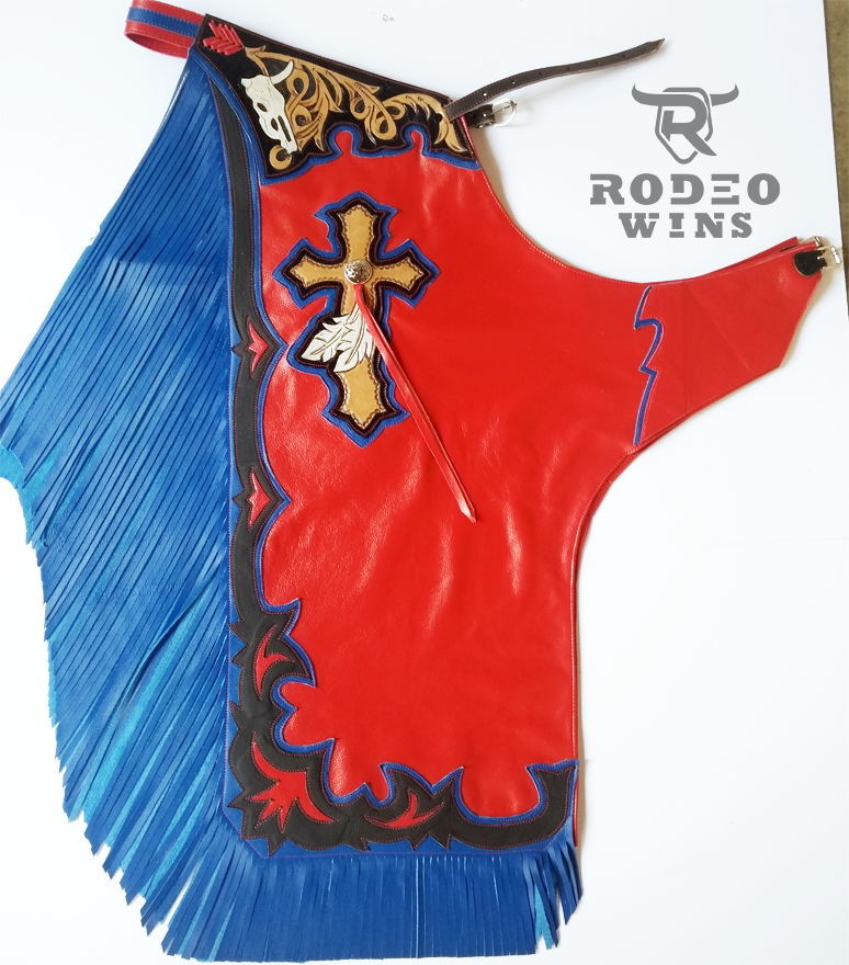 CHAPS BULL RIDING - RED AND BLUE – Rodeo Wins