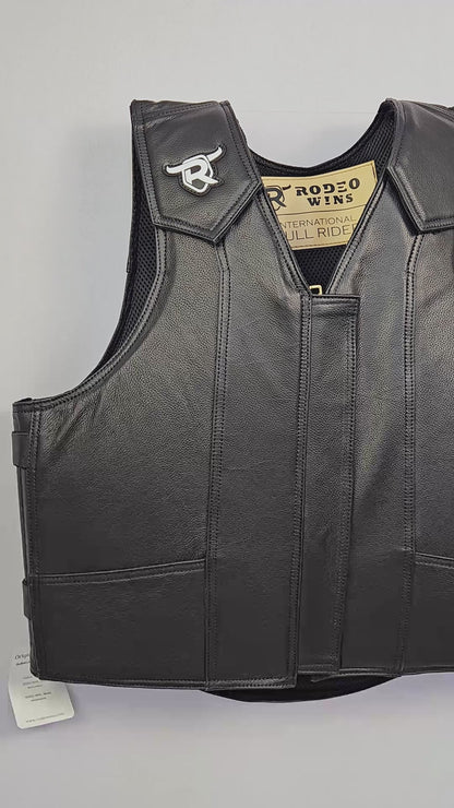 ADULT VEST RODEO WINS - BLACK LEATHER